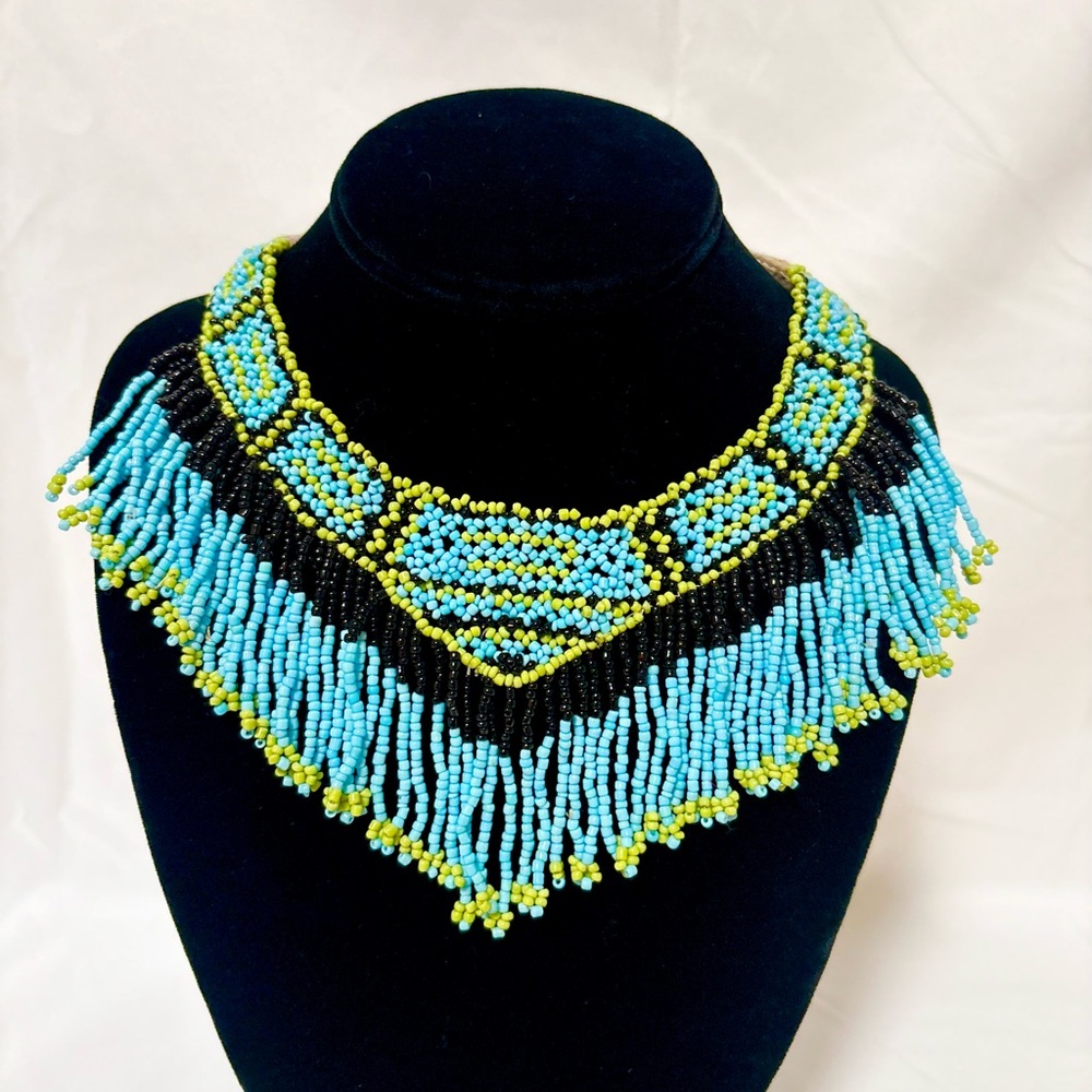 Multicolor seed bead necklace